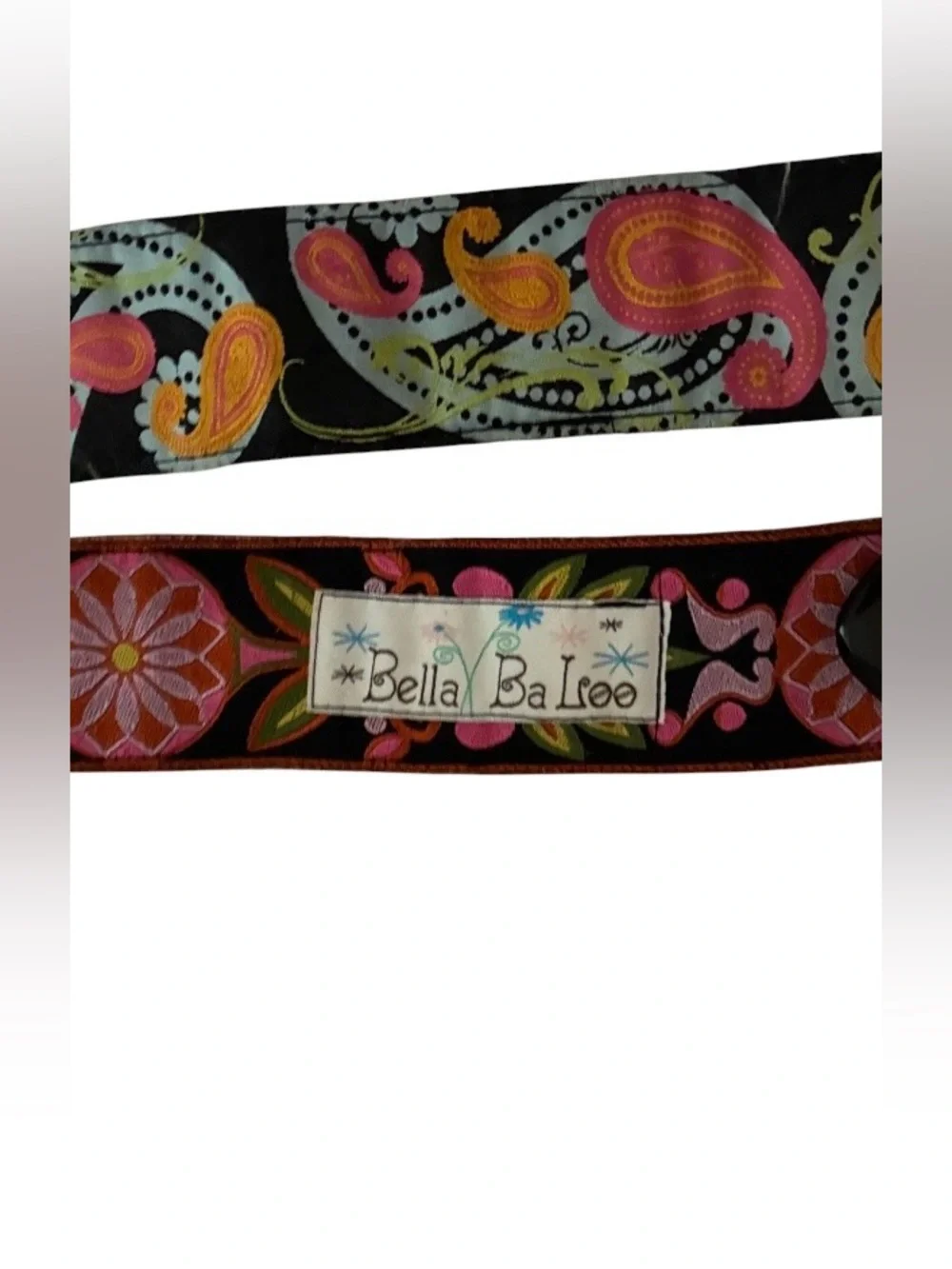 Bella Ba Colorful Paisley Fabric Belt‎ with Black Buckle